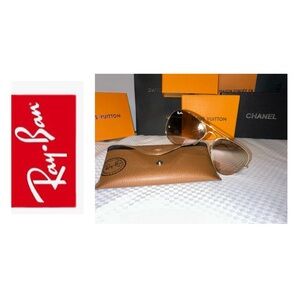 Ray Bans Brown/Gold Aviator Sunglasses